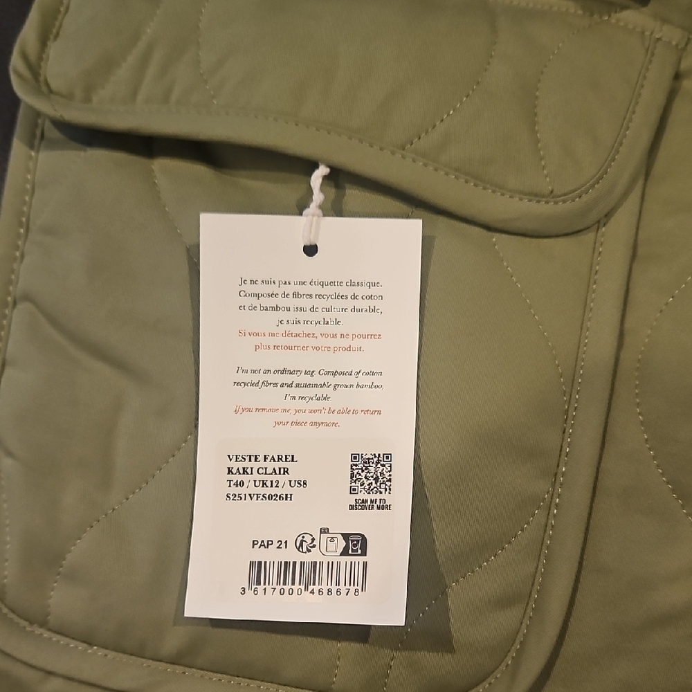 Sezane Farel Jacket Kaki Clair - Picture 3 of 8